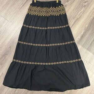 Fashion Nova Black Embroidered Maxi Skirt